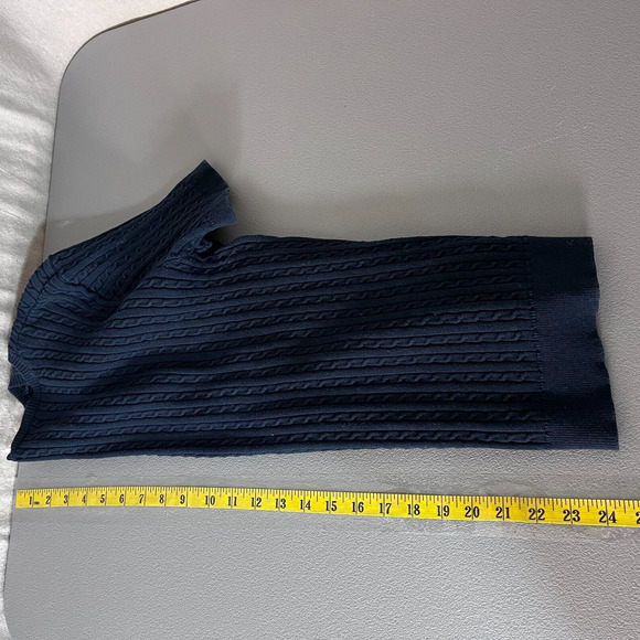 Chaps Womens Y2K Cable Knit Short Sleeve Sweater Size XL Henley Preppy Old Money - Picture 7 of 8